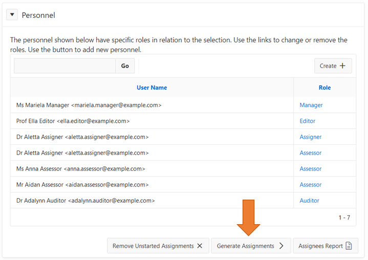 Generate Assignments button