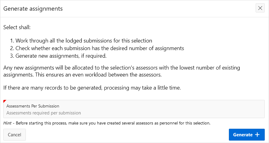 Start bulk assignment